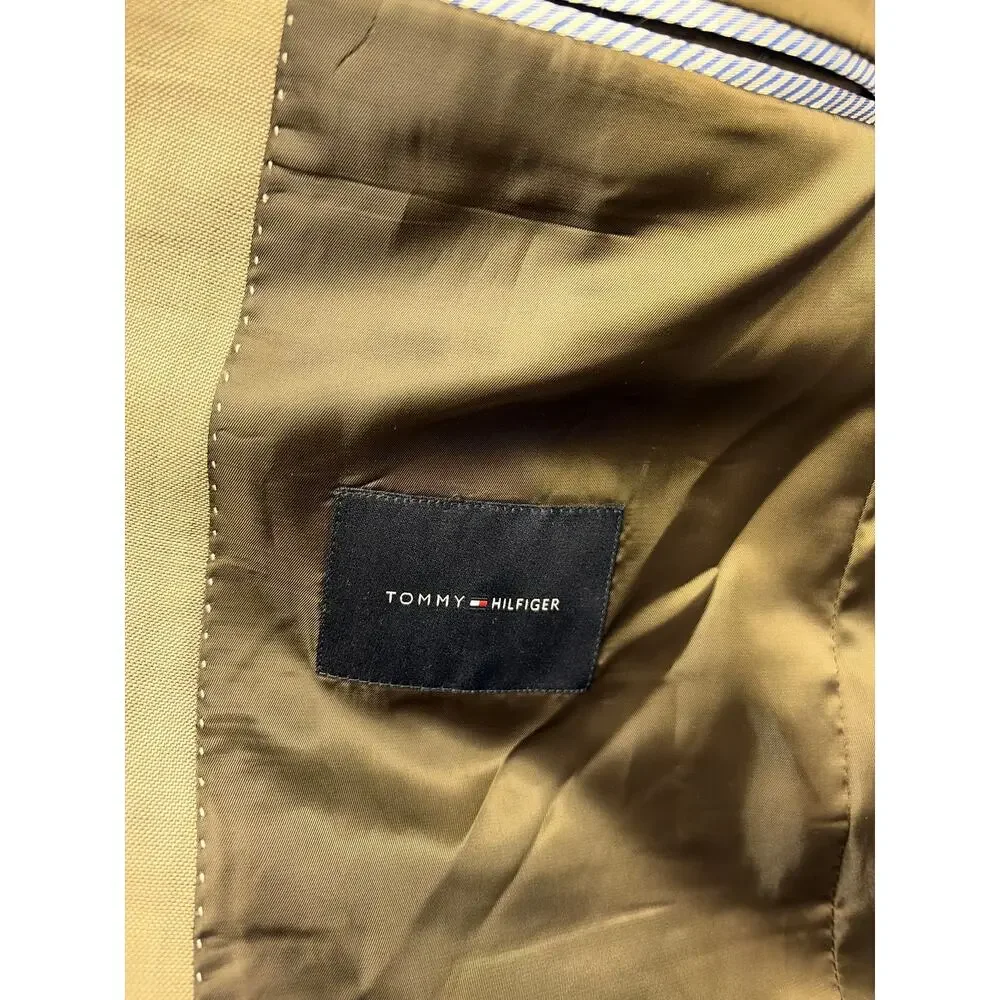 Tommy Hilfiger Mens Beige Blazer jacket 44R 100% 2-Button Sport Coat Mexico